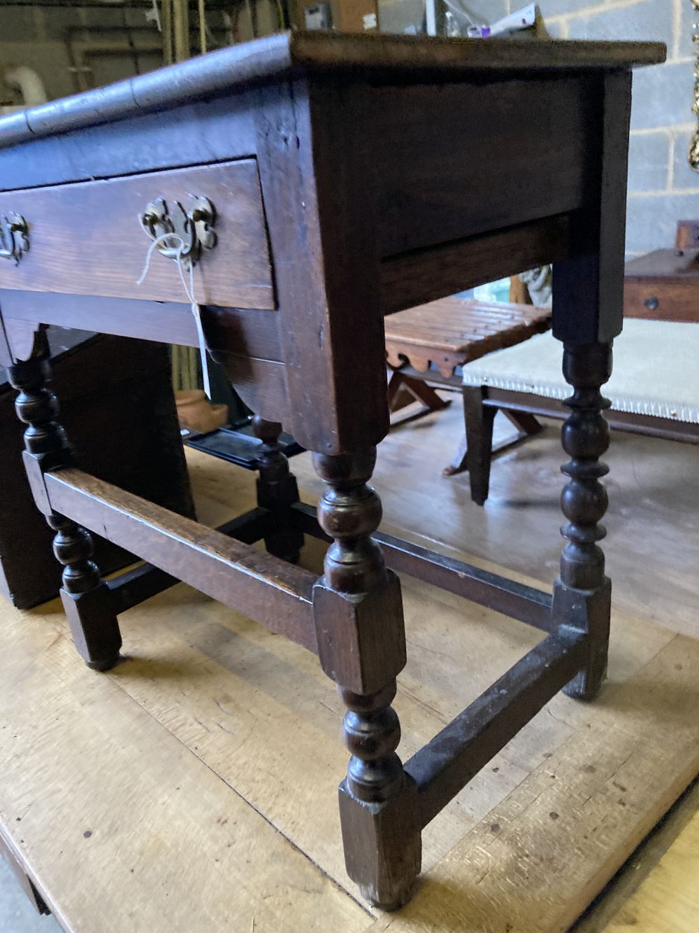 An 18th century and later oak side table, width 66cm, depth 47cm, height 71cm